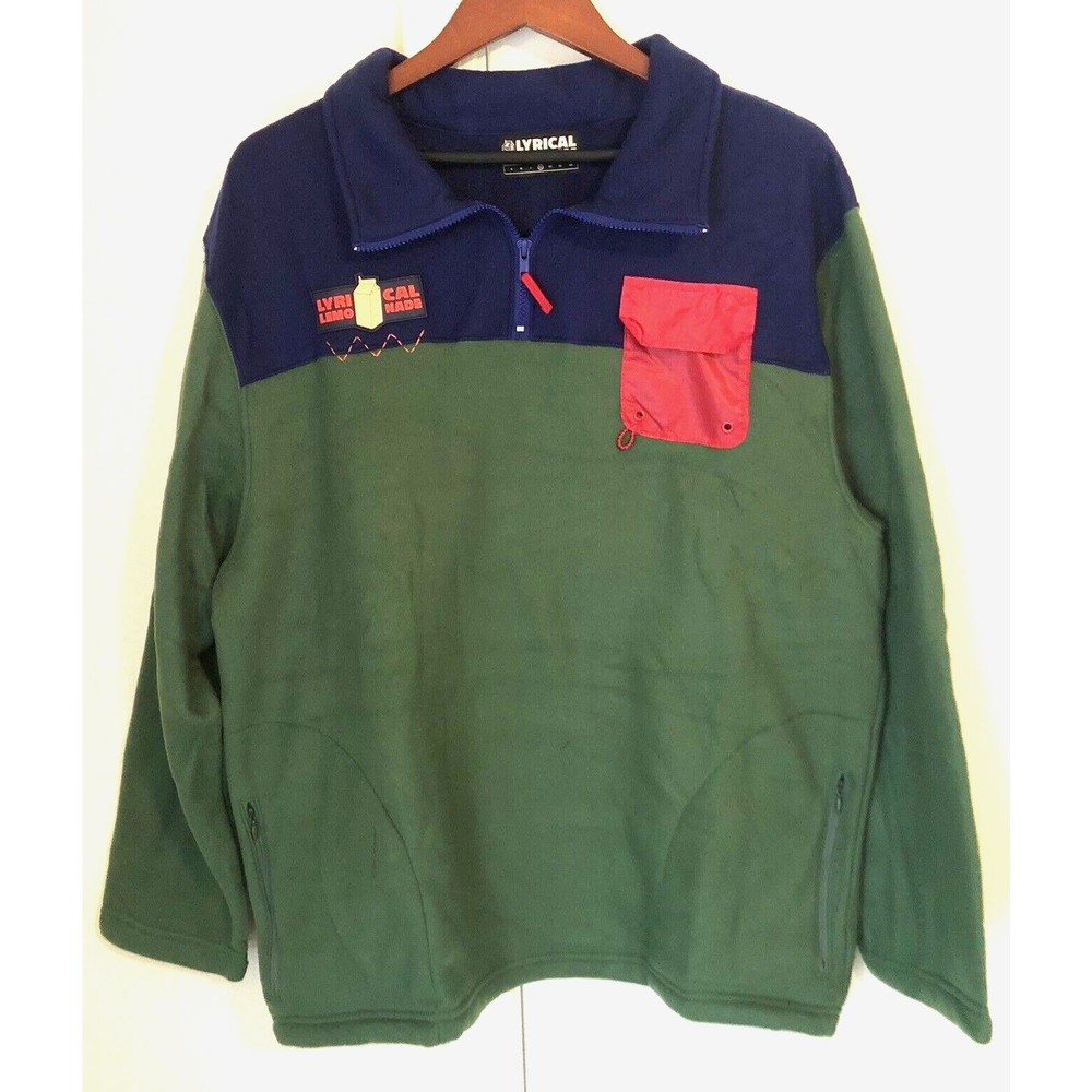 Lyrical Lemonade 1/4 Zip Pullover Green & Blue Extra Large XL zip front pockets
